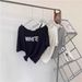 Women's Clothing Soft Modal Off Shoulder T Shirt Women's Summer Letter Loose Irregular T Shirt Top_ecoleips.com