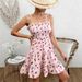 Women's Clothing Floral Print Short Dress American French Resort Style Summer Sundress Waist Cinching Spot_ecoleips.com