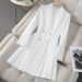 Women's Professional White TV Host Dress Elegant On-Camera Blazer Dress For News Anchors And Public Speaking_ecoleips.com