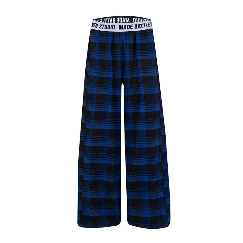 Unisex Vintage Checkered Wide Leg Pants 90s Grunge Plaid Trousers For Men And Women_ecoleips.com
