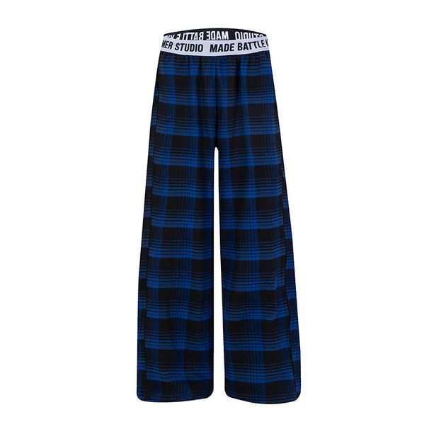 Unisex Vintage Checkered Wide Leg Pants 90s Grunge Plaid Trousers For Men And Women_ecoleips.com