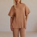 "Autumn-Winter Knit Lounge Set – Relaxed Dolman Sleeve Top & Wide-Leg Pants_ecoleips.com