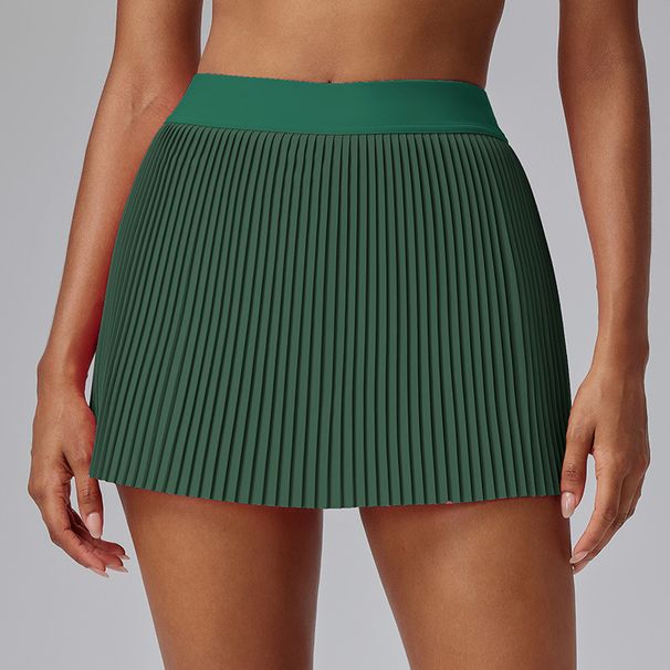 Caijue Women's Fitness Sports Set Outdoor Badminton Tennis Apparel with Lapel Top And Running Skirt for Running_ecoleips.com