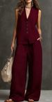 Summer Women's Linen Set Sleeveless Vest Wide Leg Pants Gentle Graceful_ecoleips.com