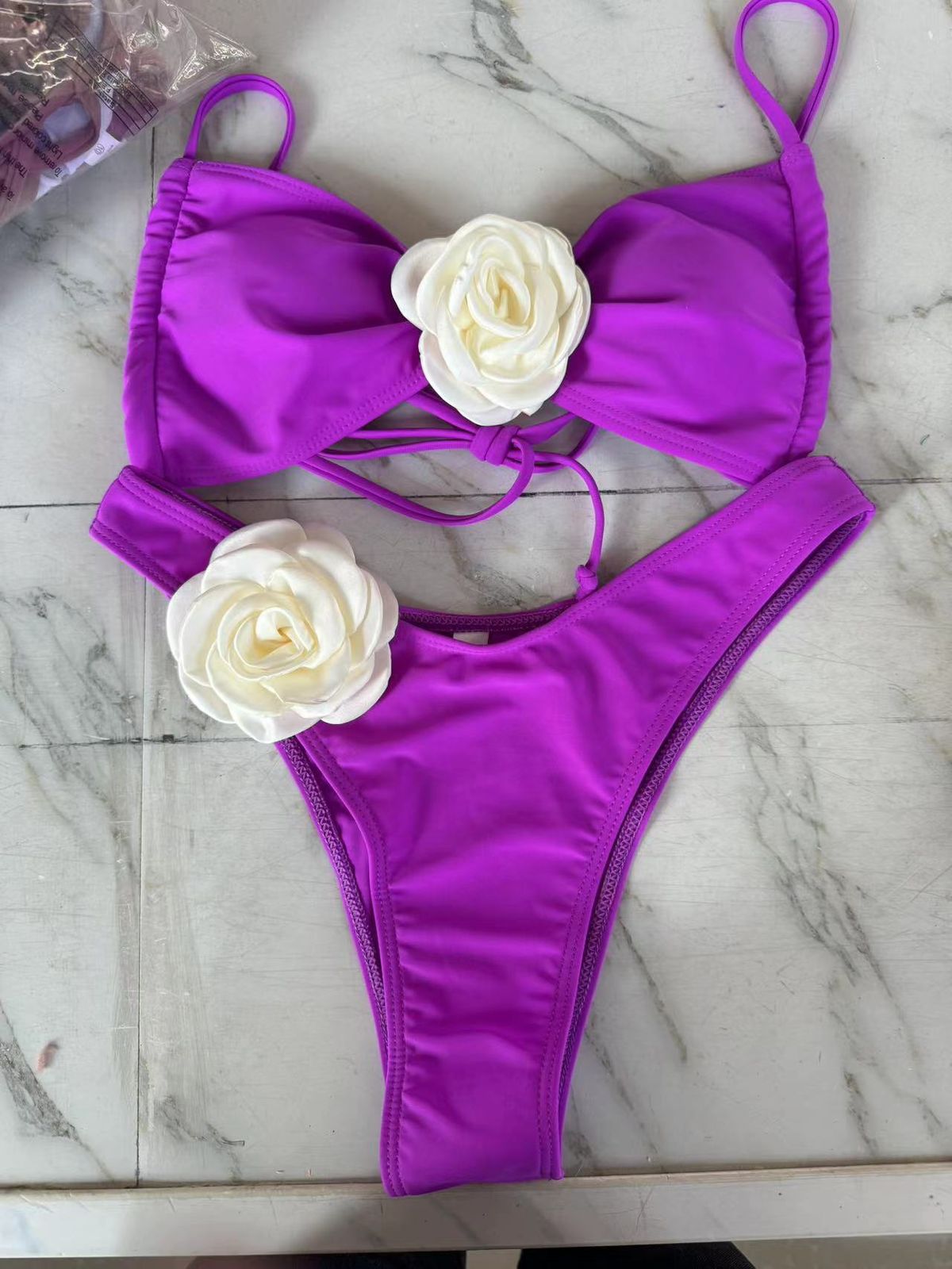 Women’s Clothing New sexy tube top 3D flower briefs bikini bikini swimsuit_ecoleips.com