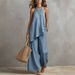 Women's Casual Round Neck Vest And Pants Set Multi Color Plus Size Clothing_ecoleips.com