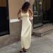 Summer New Style Knitted Slip Dress Casual Lazy Vacation Square Neck Pleated Women's Clothing_ecoleips.com