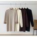 "High-Neck Thermal Dress – Fleece-Lined Knit Sweater Tunic (Black/Beige/Khaki)"_ecoleips.com