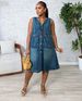 Women's Casual Double Pocket Denim Dress Mid-Length Practical Independent Store_ecoleips.com
