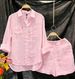 Women's Large Size Cotton Linen Shirt Casual Loose Temperament Leisure Style Solid Color Spring Autumn Fashion Age-Reducing Shorts Set_ecoleips.com