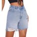 Distressed Denim Shorts For Women - Vintage Style Destroyed Denim Shorts With Raw Hem_ecoleips.com