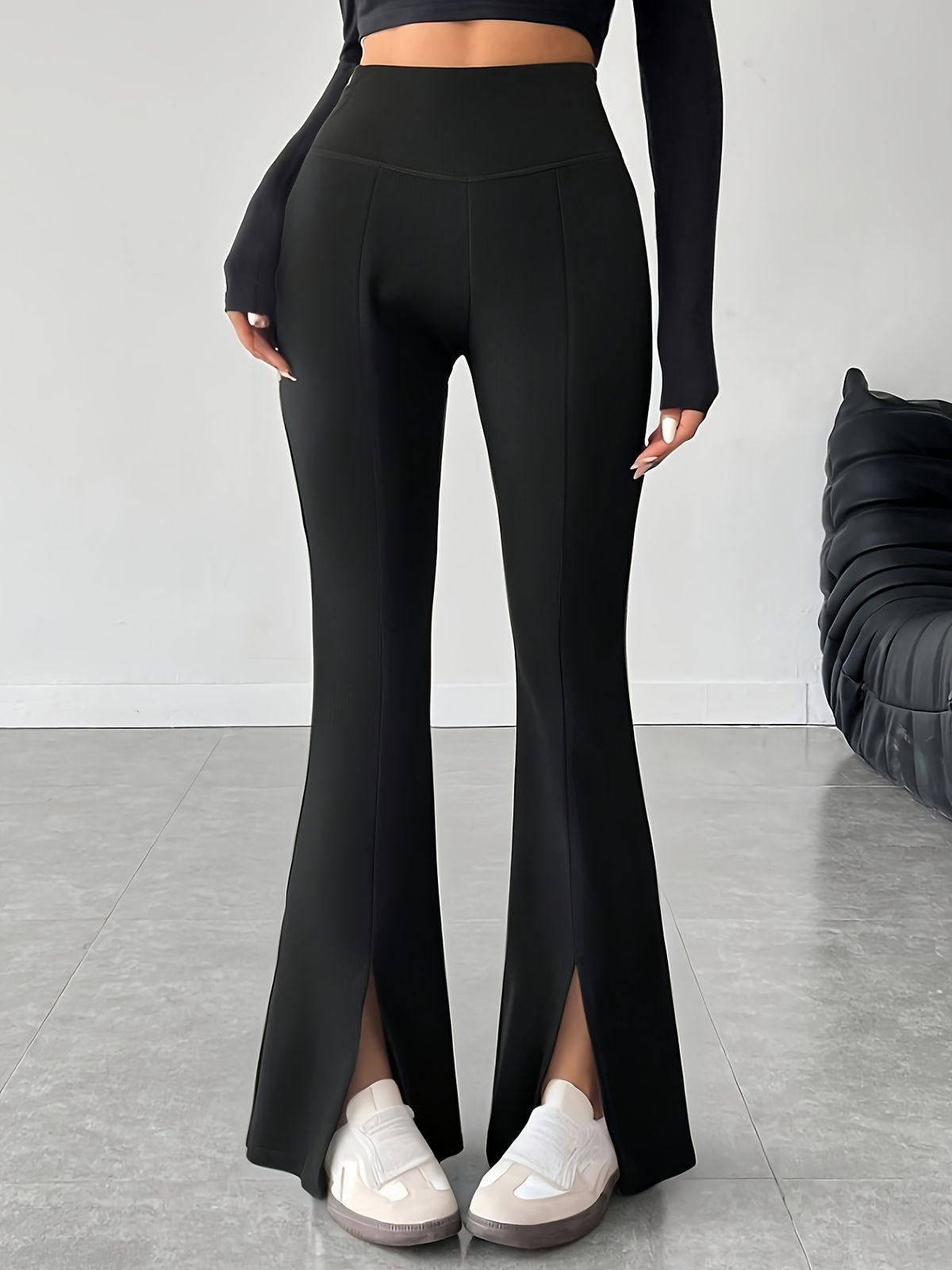 Nude-feel Wide-leg Pants That Lift The Buttocks, High-waisted Athletic/fitness Pants, Casual Bell-bottom Pants._ecoleips.com