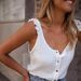 Women's Sleeveless Vest T-Shirt Round Neck Button Decoration Solid Color Summer Top Style_ecoleips.com