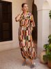 Freeacy Women's Casual Linen Blend Maxi Dress 2026 Summer Multicolor Plaid Collared Belted Shirt Dress For Holiday & Daily Wear_ecoleips.com