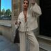 2025 Autumn New Solid Color Casual Two-Piece Set European American Style Fashionable High-End Tie-Waist Shirt And_ecoleips.com