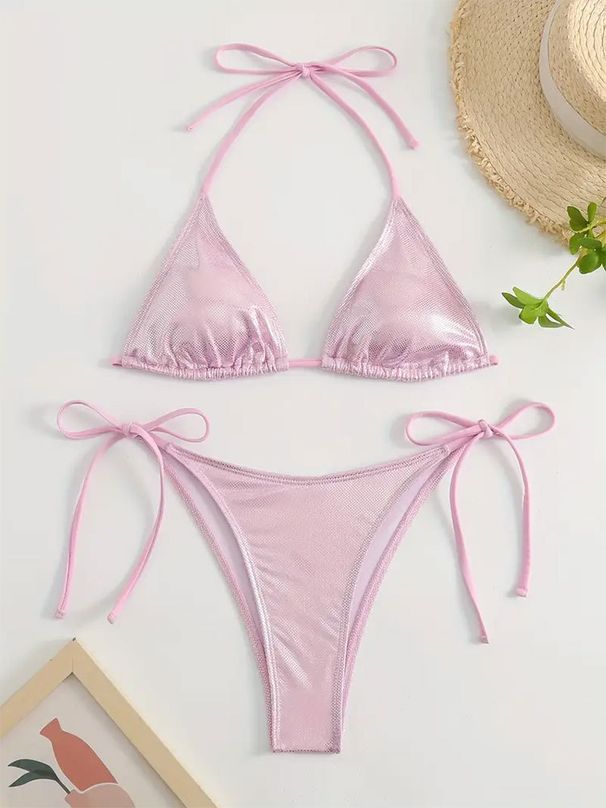 New Women's Three Piece Beach Swimsuit Strappy Triangle Cup Bikini Hot Spring_ecoleips.com