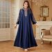 Women's Ethnic Style Embroidered Abaya Robe New Cross Border Fashion Elegant Long Sleeve Dress Skirt for Muslim Women_ecoleips.com