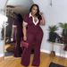 Women's Clothing Elegant Slim Fit Elastic Contrast Color Lapel Flared Jumpsuit_ecoleips.com