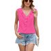 European And American Cross-Border Trade 2026 Chiffon Shirt Sleeveless V-Neck Pleated Ruffle Loose Women's Top_ecoleips.com
