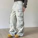 Women's Clothing Retro Multi Pocket Jeans For Women Y2k High Street Straight Overalls Wide Leg Trousers Casual Pants_ecoleips.com