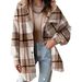 Women's Casual Versatile Plaid Hooded Long Sleeved Jacket Fall Winter New_ecoleips.com