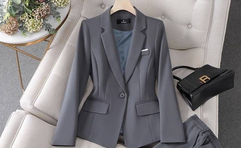 Women's Suit Set – Professional Office Blazer & Pants/Skirt, Polyester-Viscose Blend For Business & Formal Occasions (S-XXXXL)_ecoleips.com