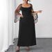 Plus Size Floral Print Mesh Maxi Dress - Elegant Square Neck Summer Long Dress For Vacation & Evening Wear_ecoleips.com