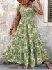 Vintage Floral Print Dress, Fashionable And Elegant V-neck Short-sleeved Dress_ecoleips.com