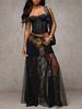 Plus Size Elegant Lace Half Skirt Spring Summer New Style Women's Black High Waist Stylish Commute Sexy Mesh Party Dress Skirt_ecoleips.com