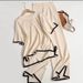 Fashion Two Piece Set Short Sleeved Sweater And High Waist Slim Wide Leg Trousers Contrasting Color Slit Design For Women_ecoleips.com