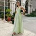 Elegant Deep V-Neck Halter Wrap Back Maxi Dress – Women's Flowy A-Line Evening Gown (S-XL) | Polyester-Spandex Formal Dress With Side Slit_ecoleips.com