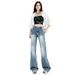 Attention-Grabbing Moment: American Retro Cracked Denim Jeans For Women, Spring Season, Low-Waisted, Wide-Leg,_ecoleips.com