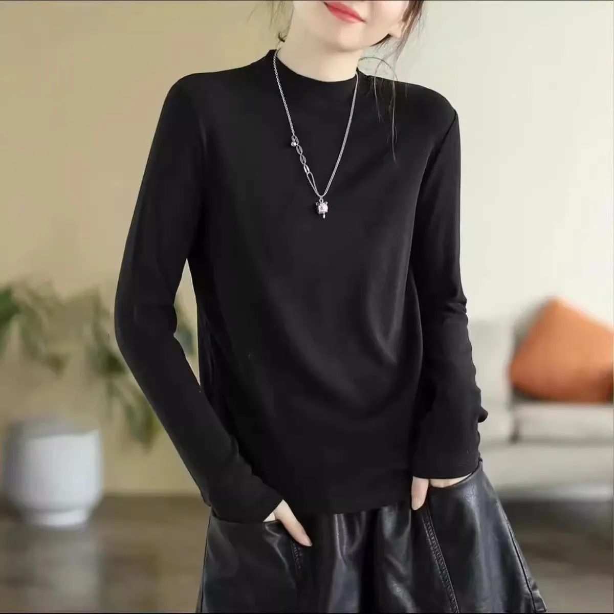 Derong Women's Base Layer Shirt For Autumn/Winter 2026: Stylish, Plush, Thick-Woven Material; Versatile To Wear Under Ot_ecoleips.com