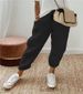 Women's Linen Cotton Elastic Waist Trousers Relaxed Fit Cropped Pants Casual Office Wear Comfort-First Elastic Waistband_ecoleips.com