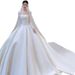 Satin Wedding Dress New Style Retro Light Long Sleeve Main Wedding Dress For Petite Girls Runaway Princess Outfit_ecoleips.com