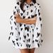 Women's clothing Trade Casual Love Print Elegant Lapel Slit Long Sleeve Suit Pants_ecoleips.com