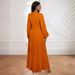 Women's Clothing High Grade Hollow Small Stand Up Collar Banquet Dress Autumn Lantern Sleeve Pleated Skirt Dress_ecoleips.com