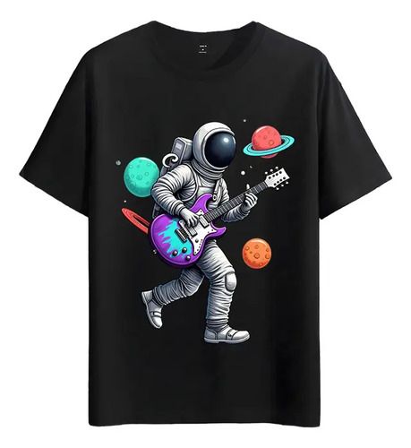 Women's T-Shirts Tshirt Muscle Freaks Astronaut Guitar Rock Music Style_ecoleips.com