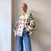 Women's Graffiti Print Cardigan Shirt Turn Down Collar Lantern Sleeve European American Style Personalized Clothing Top_ecoleips.com