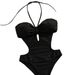 Elegant Cutout Back-Tie One-Piece Swimsuit For Women – Breathable Polyester-Spandex Blend, Comfortable & Stylish For Swimming & Beach_ecoleips.com