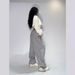 Women's Clothing Gray Sports Sweatpants Hip Hop Retro Street Dance Jogging Pants Casual Loose Drawstring Wide Leg Pants_ecoleips.com