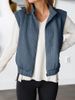 Women’s Quilted Sleeveless Zip Vest Jacket – Streetwear Layering Piece, Lightweight & Stylish, Polo Collar Design_ecoleips.com