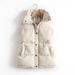 Women's Quilted Vest With Stand Collar, Lightweight Padded Coat, Loose Fit Casual Jacket, Open Front Sleeveless Outerwear For Fall Winter_ecoleips.com