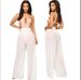 European American Women's Wide-leg High-waisted Beach-length Loose Mesh Cut-out Pants, Slimming, Casual Style,_ecoleips.com