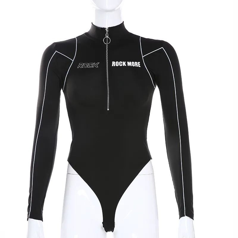 Women's Long Sleeve Jumpsuit Color Block Motorcycle Style European American Spring Summer New 2025_ecoleips.com