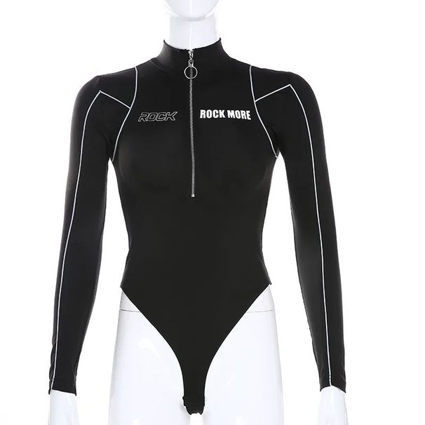 Women's Long Sleeve Jumpsuit Color Block Motorcycle Style European American Spring Summer New 2025_ecoleips.com