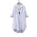 Spring Women's Slimming Long-Sleeved Shirt With Loose Vertical Stripes And Large Size_ecoleips.com