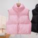 Women's Clothing Puffer Vest - Quilted Sleeveless Jacket With Stand Collar, Thickened Warm Winter Coat In Trendy Colors_ecoleips.com