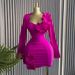 Women's Elegant Bodycon Dress Style Long Sleeved High Waist Floral Decoration Fashion_ecoleips.com