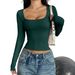 Diyun Cross-Border European And American Y2K Hot Girl Style Solid Color Long Sleeve Tank Top T-Shirt Women's Clothing_ecoleips.com